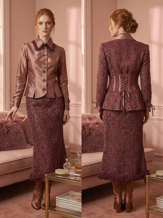 "CRESSIDA" SET (CAMICIA REDINGOTE + GONNA SIRENA + CORSET BLAZER)