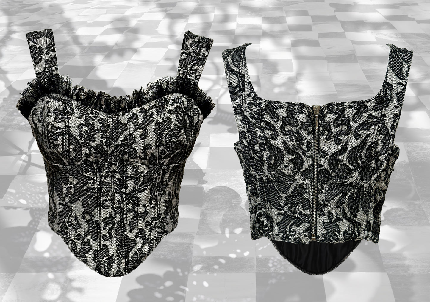 "SOPHIE" SET (CORSET TOP + PANTALONE PALAZZO + CORSET BLAZER)