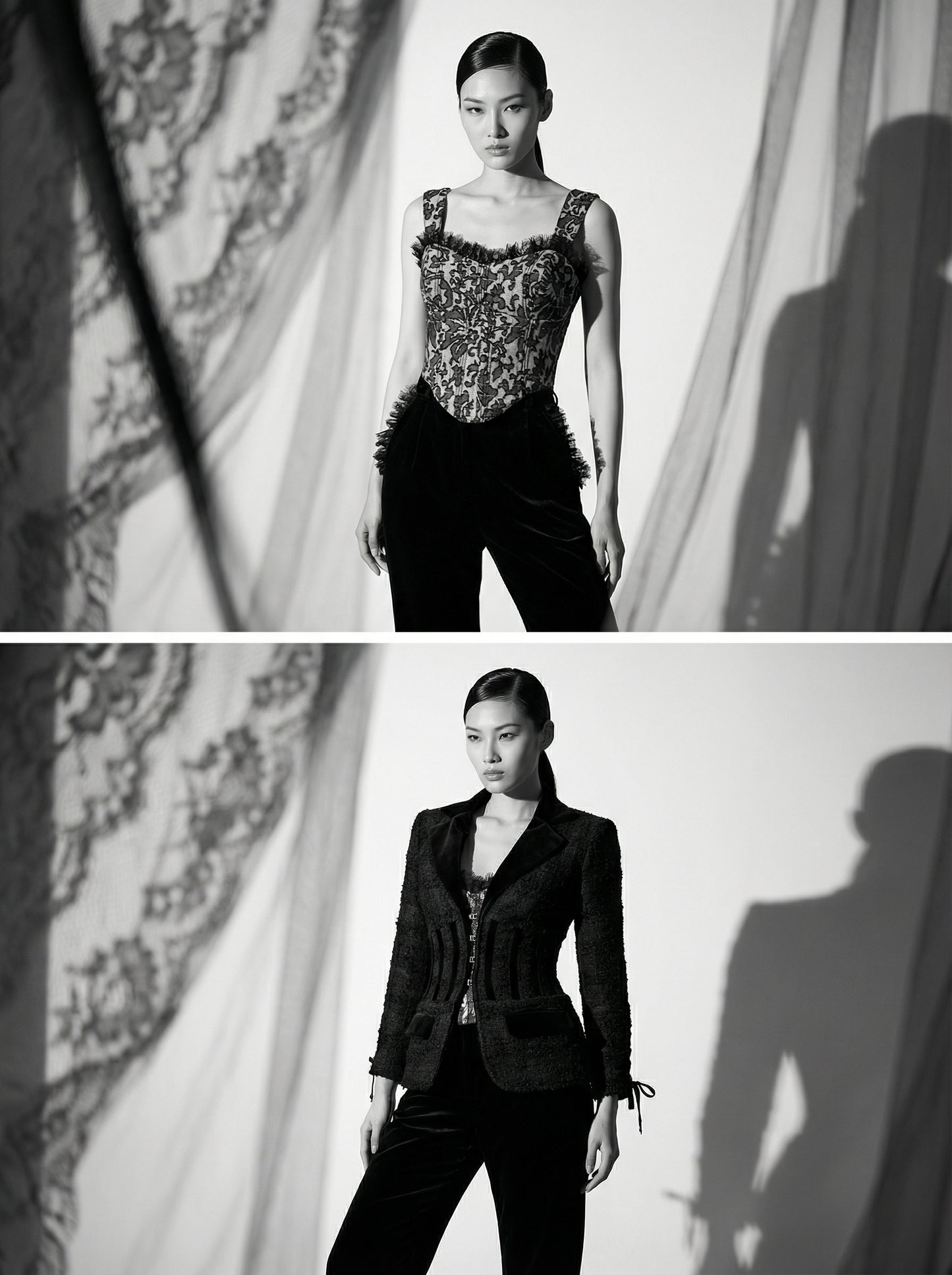 "SOPHIE" SET (CORSET TOP + PANTALONE PALAZZO + CORSET BLAZER)