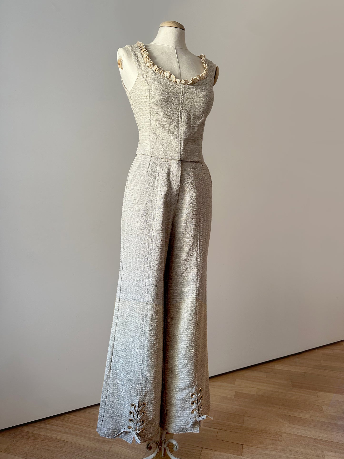 "SAHRA" SET (CORSET CROP TOP + PANTA PALAZZO STRINGATO)